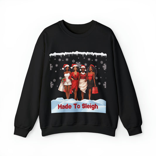 close up image Ugly Christmas Sweater - Made To Sleigh Unisex Sweatshirt